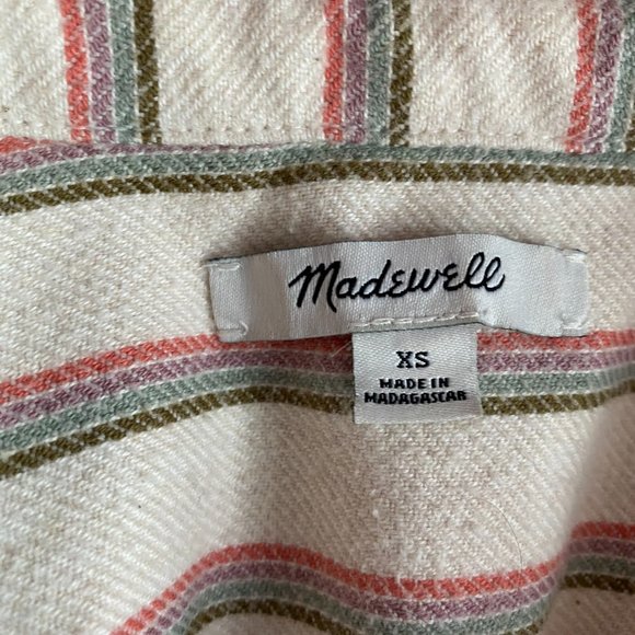 Madewell Flannel Sunday Shirt in Claxton Stripe w/POCKETS XS - Picture 9 of 11